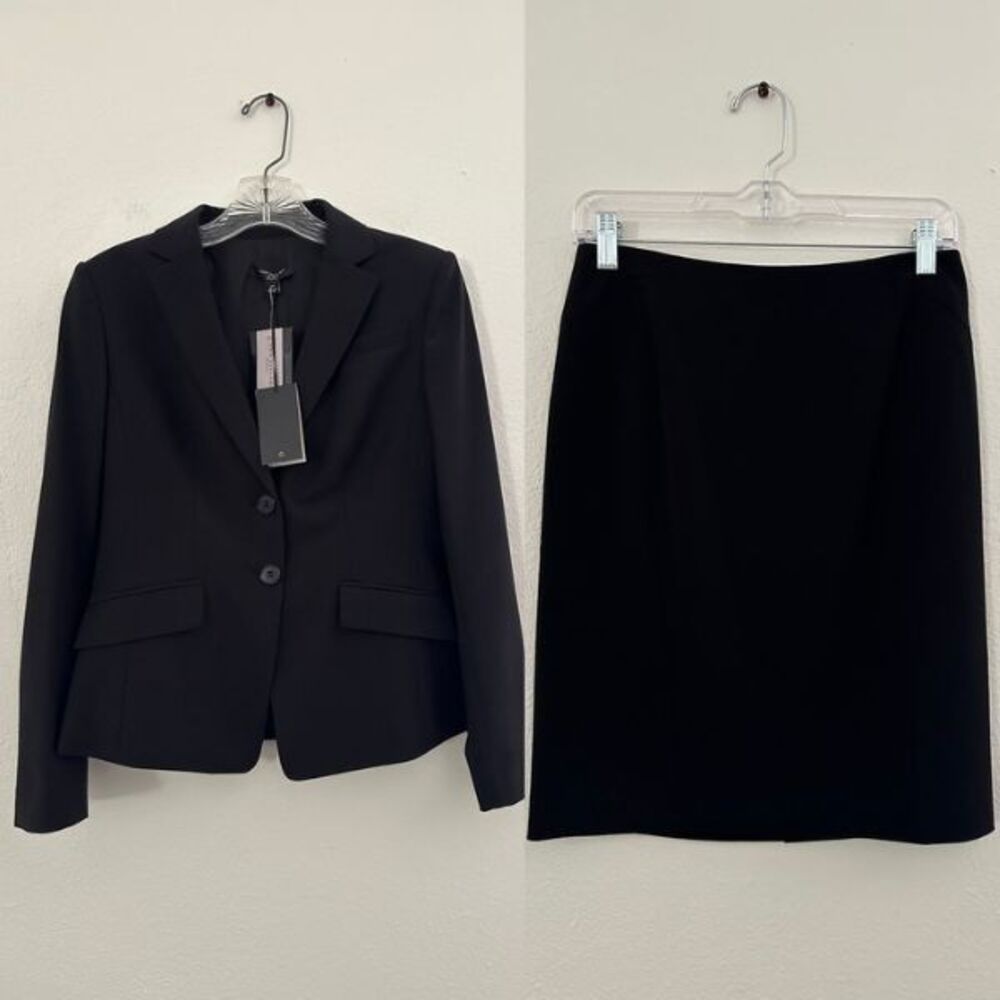 NWT Ann Taylor Suit Set Skirt Blazer Wool Blend Black Career Work Women's 2P, 4P